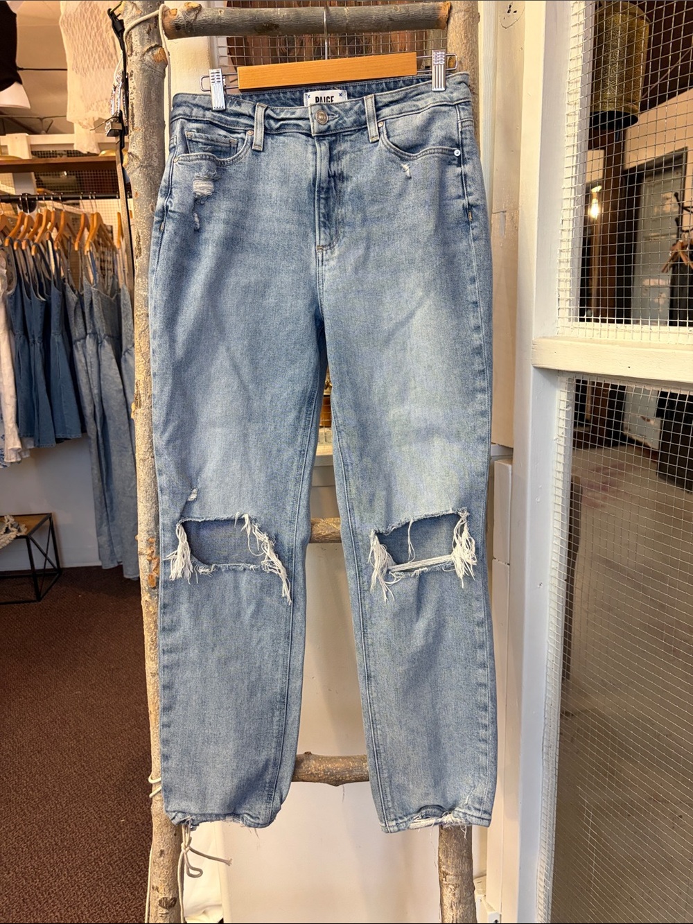PAIGE Light Blue Distressed Ripped Knee Jeans